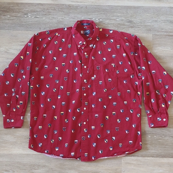 Ralph Lauren CHAPS long-sleeved T-shirt, men's size XL cotton red type Vintage Second Hand